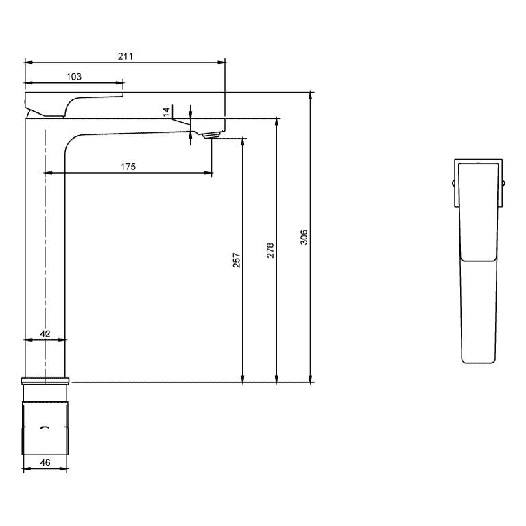 V&B Architectura Square Tall Basin Mono Mixer Sanctuary Bathrooms